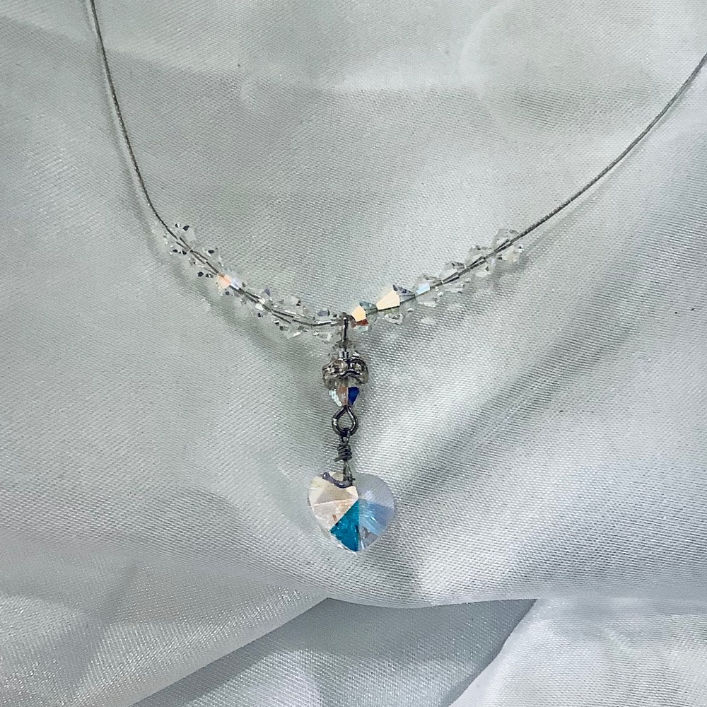 Illusion Floating Crystal Heart Necklace 5 colors great Bridesmaids gift